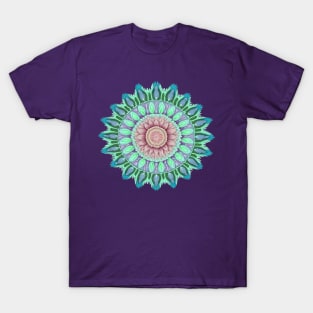 Abstract Circle Pattern With Floral Elements 5 T-Shirt